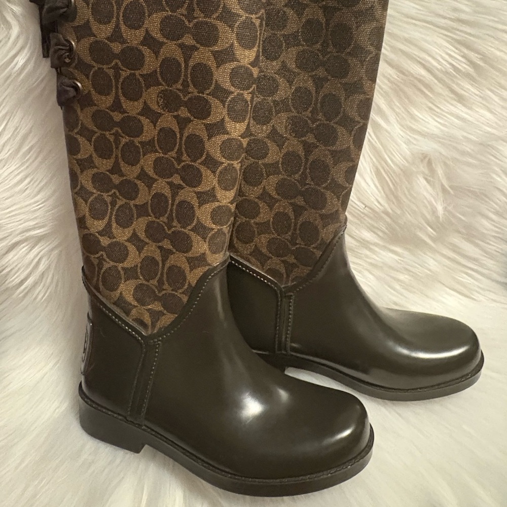 Coach Brown Patterned Rain Boots Mew without tags